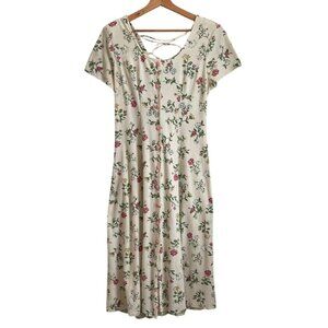 Vintage 90s Joni Blair Women Cottagecore Midi Dress Size M Floral Fairy Grunge